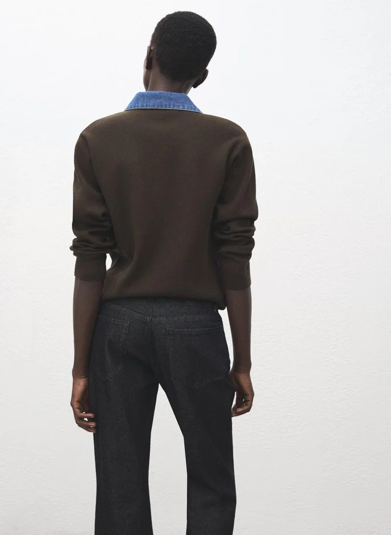 مانجو Combined shirt-collar sweater